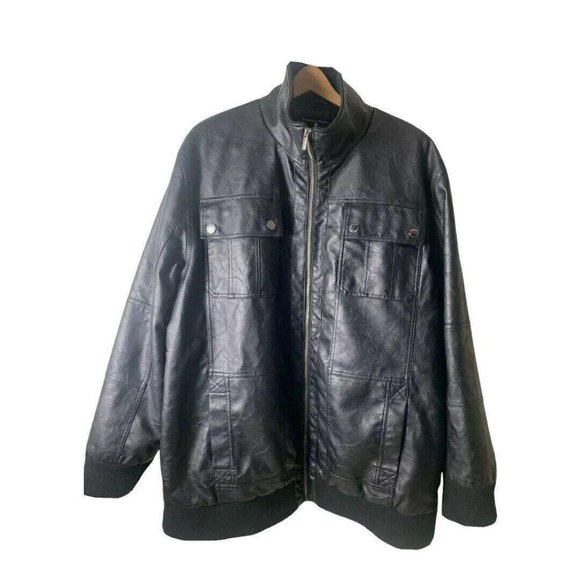 i jeans by Buffalo Jackets & Coats Black Vegan Leather Men 2xl Bomber Jacket Coat Poshmark